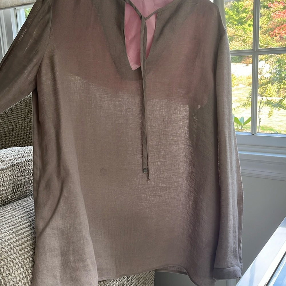 Lafayette 148 linen blouse, long sleeve Dry cleaned, Slight stain after cleaning